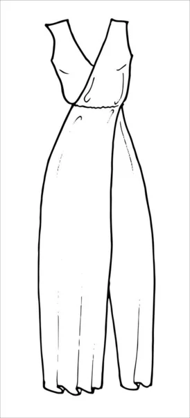 Met de hand getekend schets lange jurk. Eenvoudige vector geïsoleerde omtrek — Stockvector