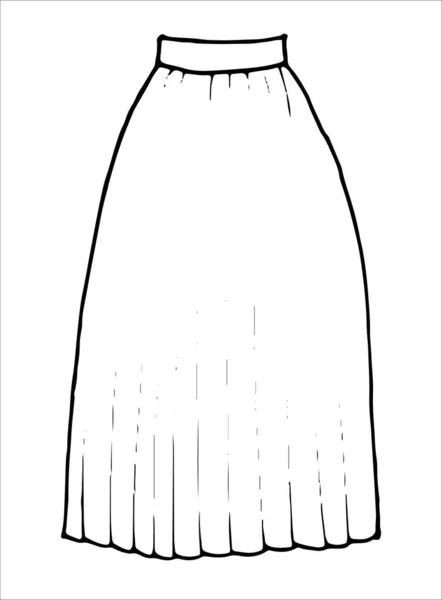 Met de hand getekend schets lange rok. Eenvoudige vector geïsoleerde omtrek — Stockvector