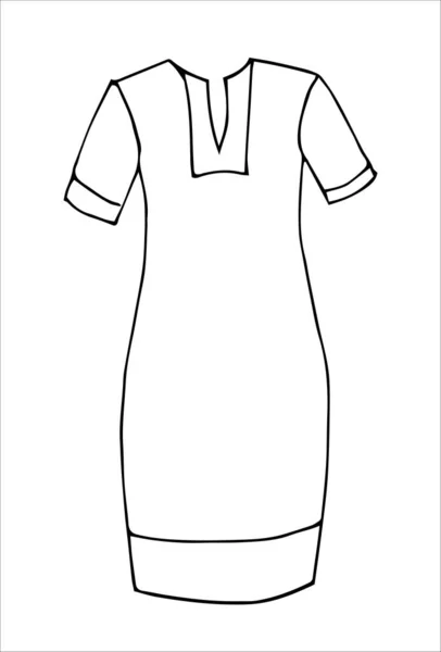 Hand drawn sketch middle dress. Simple vector isolated outline — Vettoriale Stock