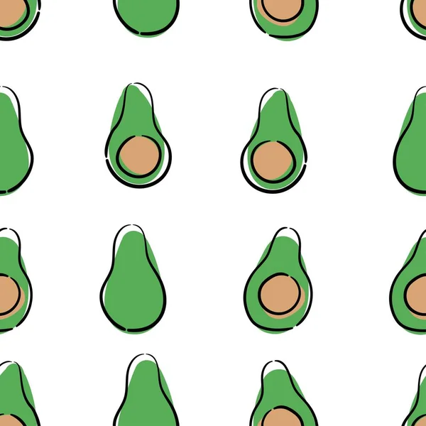 Heldere Frisse Avocado Een Slag Stijl Naadloos Patroon Eenvoudige Platte — Stockvector