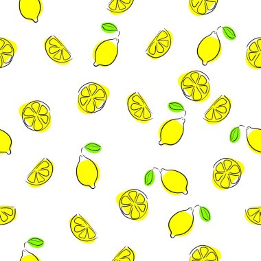 Parlak sarı limonlar tek bir çizim biçimi Basit, pürüzsüz desen
