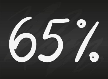 Siyah karatahta% 65 işareti Basit vektör çizimi