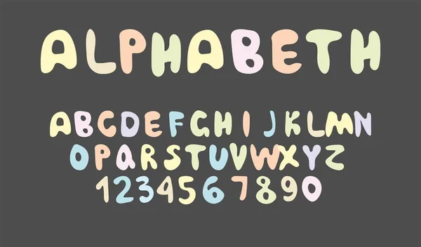 Alphabet Dessiné Main Dans Style Brut Primitif Couleurs Pastel Aléatoires — Image vectorielle