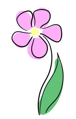 Hassas pastel renkte basit ilkel çiçek, düz vektör illüstrasyonu EPS10