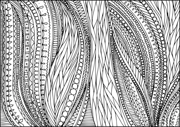 Doodle gerçeküstü fantazisi yetişkinler için boyama sayfası bırakır. Fantastik psikedelik grafik sanat eseri. Vektör el çizimi basit düz illüstrasyon.