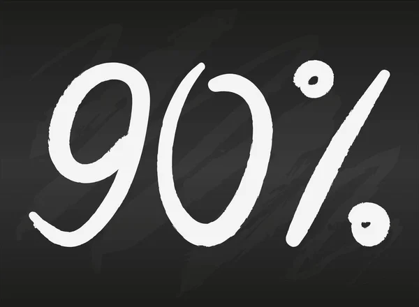Ninety Percent Sign Black Chalkboard Simple Flat Vector Illustration — Stock Vector