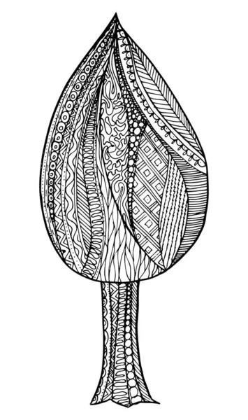Doodle Página Coloração Árvore Fantasia Surreal Para Adultos Fantástica Obra — Vetor de Stock