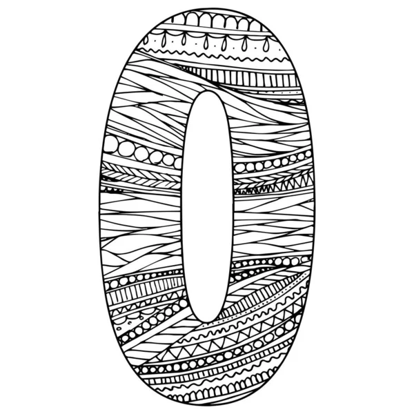 Zentangle Alfabeto Estilizado Número Garabato Blanco Negro Dibujado Mano Patrón — Archivo Imágenes Vectoriales