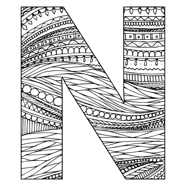กษรสไตล Zentangle กษร ดเด ลวาดด วยม ขาวด ปแบบเช อชาต แอฟร — ภาพเวกเตอร์สต็อก