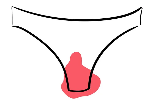 Produtos de higiene feminina, período menstrual sujo sob desgaste. Ilustração vetorial simples —  Vetores de Stock