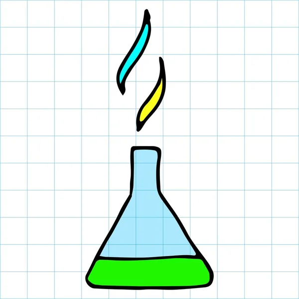 Chemistry Experiments Science Technology Primitive Hand Drawn Back School Simple — Stock Vector