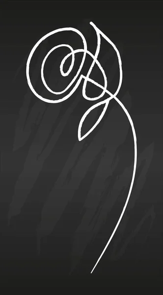 手が黒の黒板に白いバラを描いたミニマリストの芸術、現代的なファッションの形。連続線ベクトル図 — ストックベクタ