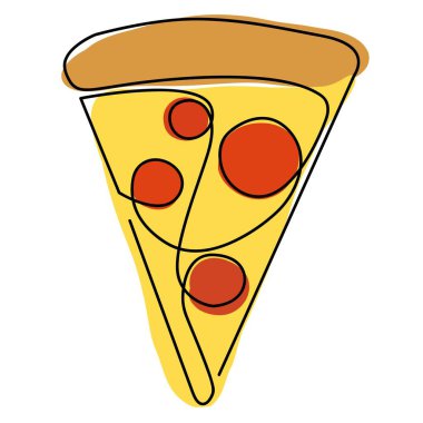 Pizza dilimi doğrusal simgeyi ayırdı. İnce çizgili çizim. Contour sembolü. Vektör izole edilmiş çizim Bir vuruş çizim biçimi