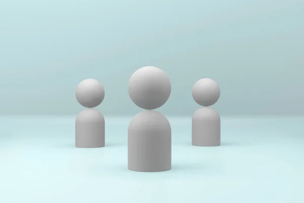 Group Gray Human Figures Arrow Symbol Social Distance Soft Blue — Stock Photo, Image