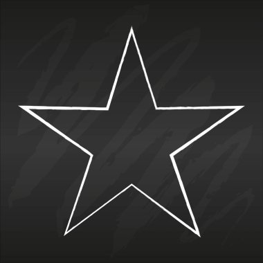 Modern Star minimalist çizgi çizimi. Siyah karatahta arka planında yıldız çizgisi. Bir vuruş çizim biçimi