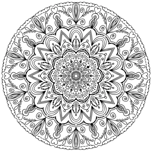 Mandala Decorativa Com Elementos Florais Sobre Fundo Branco Padrão Abstrato — Vetor de Stock