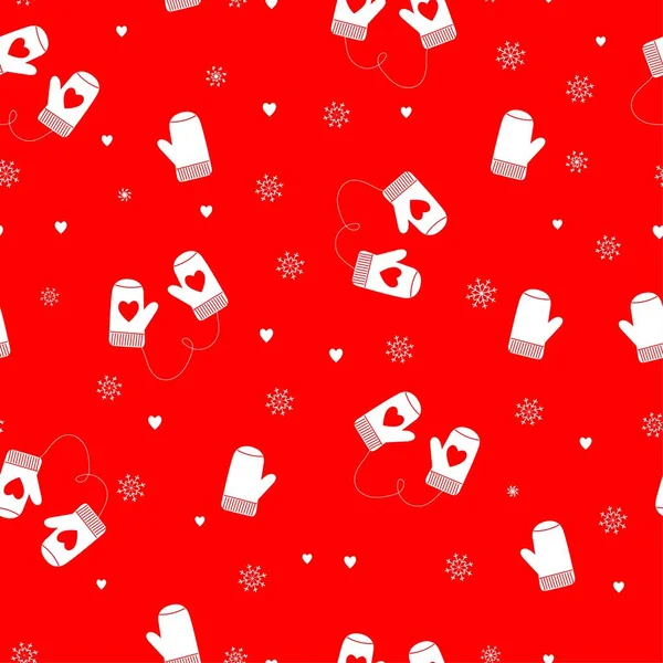 Modèle Sans Couture Noël Avec Cadeaux Mitaines Flocons Neige Illustration — Image vectorielle