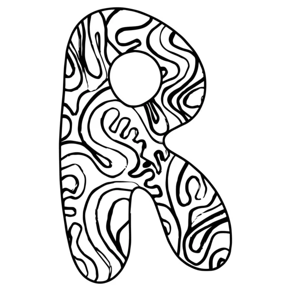 Zentangle 스타일 알파벳 낙서를 그렸다 민족적 아프리카 디자인 성인의 스트레스에 — 스톡 벡터