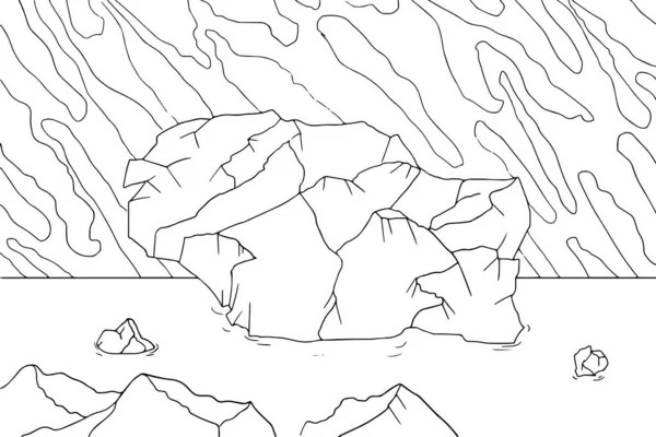 Doodle Paysage Fantastique Extraterrestre Avec Grandes Roches Coloriage Page Pour — Image vectorielle