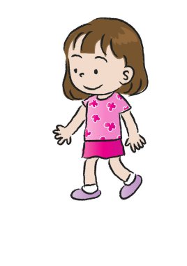 kız karakter çizgi filmi beyaz arkaplanda izole edildi