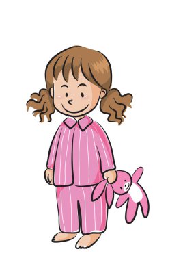 Fırçalı tatlı bir çizgi film kızı.