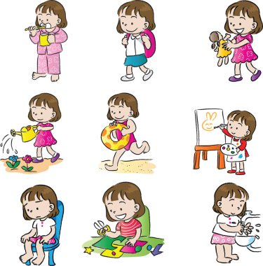 Şarkı söyleyen çocukların vektör illüstrasyonu