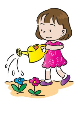 Çiçekli bir kızın resmi.