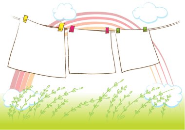 Gökkuşağı ile boş bir pankartın çizimi