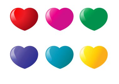 Beyaz arkaplanda vektör kalpleri kümesi 