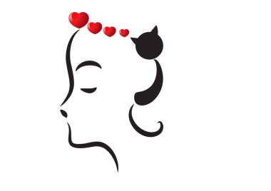 Uzun saçlı kadın silueti, vektör çizimi