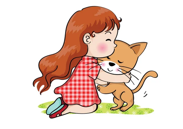 Schattig Cartoon Kat Met Een Hond — Stockvector