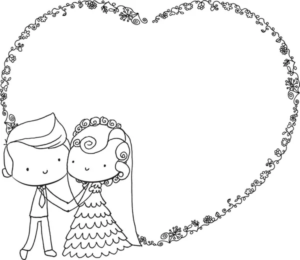 Pareja Boda Enamorada — Vector de stock