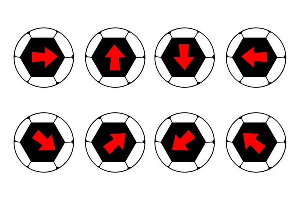 Bal Pijl Teken Pictogram Ingesteld Witte Achtergrond — Stockvector