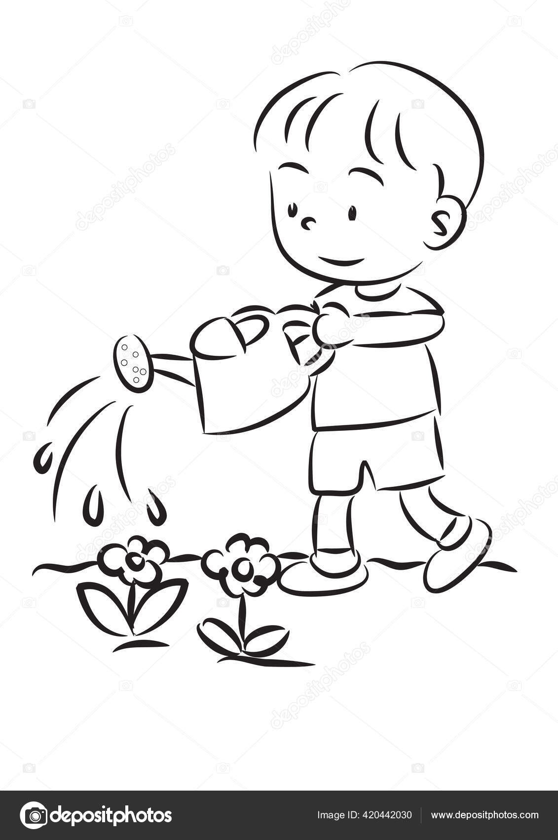 Gambar Kartun Vektor Dari Anak Kecil Dengan Latar Belakang Putih Stok Vektor Wenpei 420442030