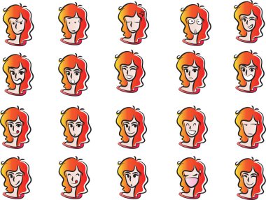 vektör çizgi film yüzleri kümesi