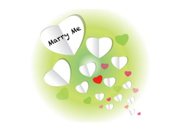 Sevgililer Günü kartında kalpler ve çiçekler var.