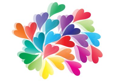 Beyaz arkaplanda vektör kalpleri kümesi 