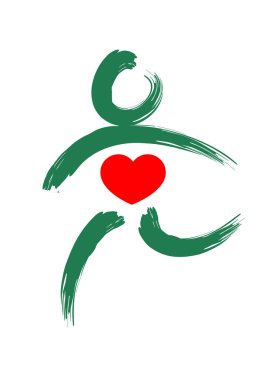 Beyaz arkaplanda kalbi olan kişi simgesi 