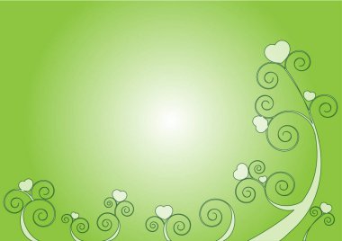 Renkli arka plana karşı ağaçlarda büyüyen kalplerin vektör çizimi 