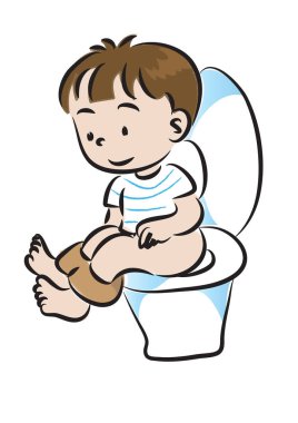 Beyaz arka planda küçük bir çocuğun vektör karikatürü çizimi