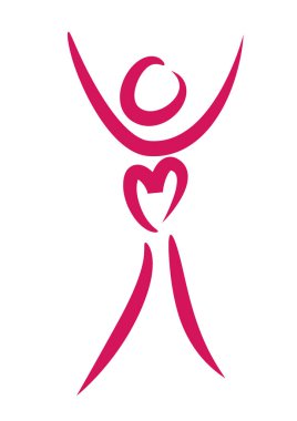 Beyaz arkaplanda kalbi olan kişi simgesi 