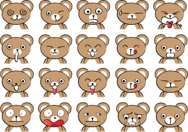 Sevimli çizgi film yüzleri.