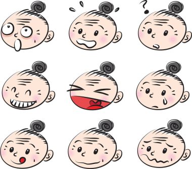 Asyalı büyükannelerin çeşitli ifadeleri. 