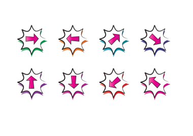 Beyaz arkaplanda ok işareti simgesi ayarlandı 