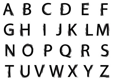 Beyaz arkaplan, vektör, illüstrasyon üzerinde izole edilmiş İngiliz alfabesi