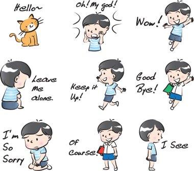 Okul ve öğrencilerin çizgi film karakterlerinin vektör çizimi