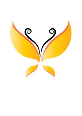 Beyaz arkaplanda renkli kelebeğin vektör çizimi 