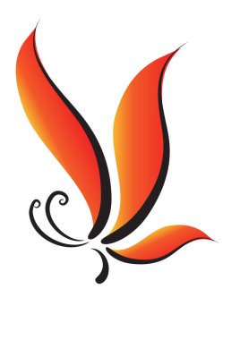 Beyaz arkaplanda renkli kelebeğin vektör çizimi 