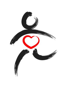 Beyaz arkaplanda kalbi olan kişi simgesi 