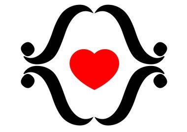 Öpücüklü kırmızı bir kalp